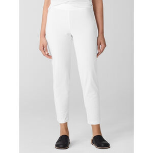 Eileen Fisher $168 Women's White Washable Stretch Crepe Slim PantSlim Fit Large